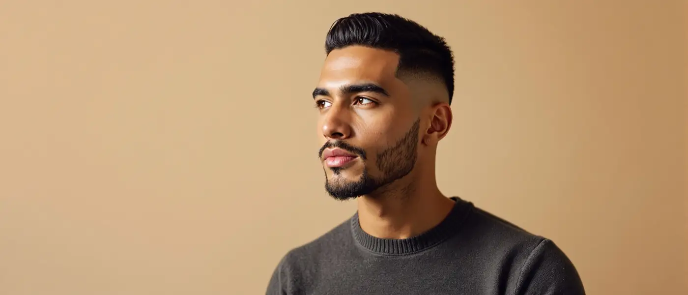 Corte de cabello de caballero con fade limpio, estilo editorial